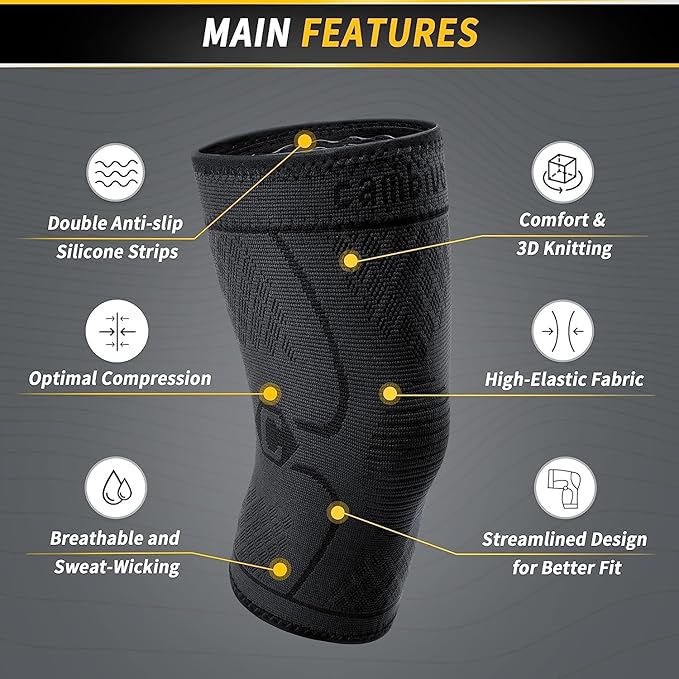 CAMBIVO Knee Braces for Knee Pain Women & Men,2 Pack Knee Compression Sleeves,Knee Support for Knee Pain Meniscus Tear,ACL & Arthritis Pain Relief（Medium,Black