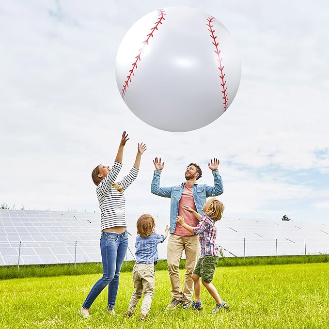 Lewtemi Giant Inflatable Sports Balls Large Inflatable Beach Ball Baseballs Soccer Rainbow Basketball Football for Sport Birthday Party Favor(3 Pcs,Soccer, Baseball, Basketball,40 Inch)