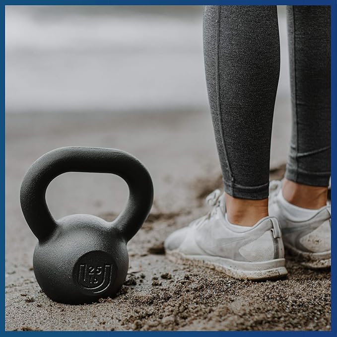 POWDERCOATED Kettlebell [Weights 20lb 25lb 35lb 44lb 50lb] **MADE IN USA** For Men and Women with Wide Grip Handle, Home Gym, Kettle bell for Core Fitness, Strength Training, Fitness & Muscle Building