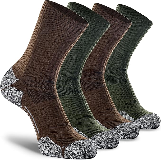 CWVLC Crew Hiking Socks, Cushion, Moisture Wicking, Arch Compression Boot Socks