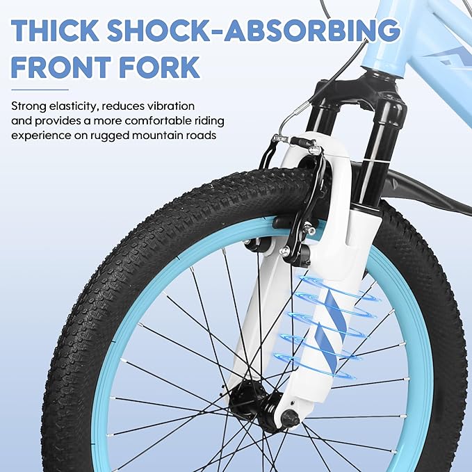 20 24 Inch Kids Bike, 7-Speed Girls Boy Mountain Bike, Front Suspension Fork Kids' Bicycles Girls Boys Bikes Ages 8-12, Front and Rear V Brakes
