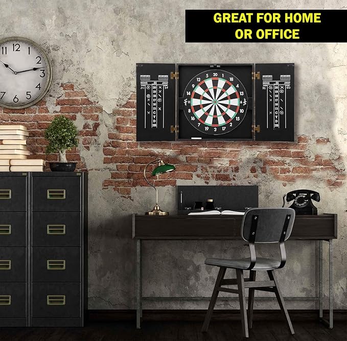 THOUSAND OAKS BARREL CO. | Personalized Dartboard & Cabinet Set with 6 Steel Tip Darts