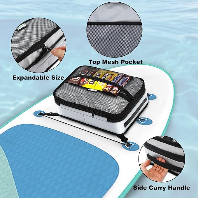 Paddle Board Cooler Bag, Waterproof Surf Sup Deck Cooler Bag Insulated Leakproof 10 Cans, Sup Paddle Board Accessories Bag for Stand Up Paddleboard and Kayak