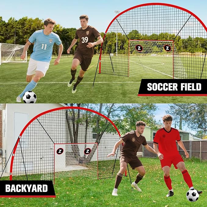 3-in-1 Soccer Goal with Backstop Net & Rebounder, 21x10ft Soccer Rebounder Net with 2 Targets, 36-Strand PE Net, Soccer Equipment for Training Shoot Pass Ball Control, Backyard Game