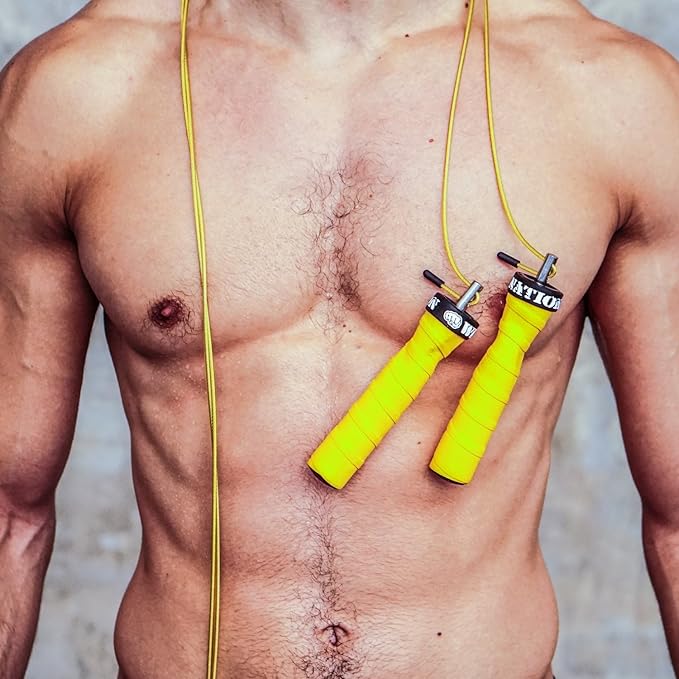 WOD Nation Attack Speed Jump Rope : Adjustable Jumping Ropes : Unique Two Cable Skipping Workout System : One Thick and One Light 11 Foot Cable : Perfect for Double Unders : Men and Women