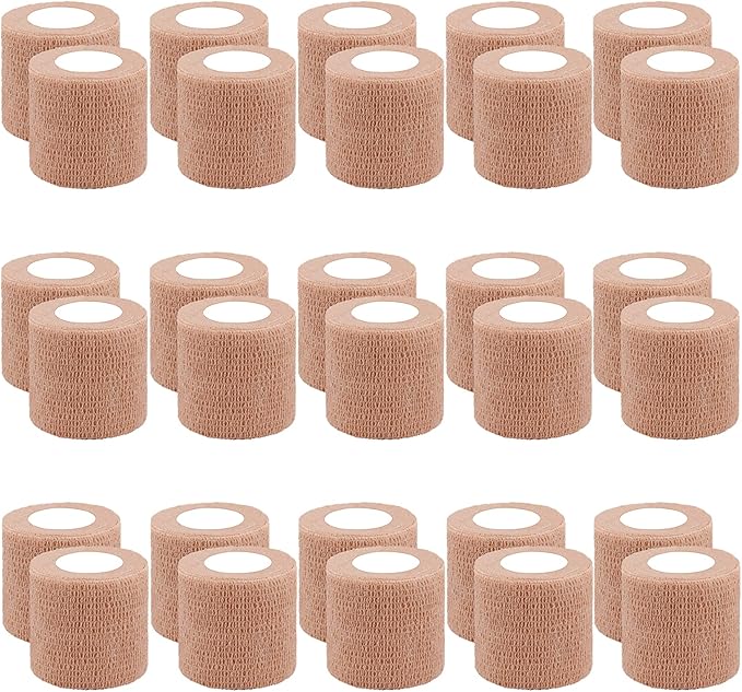 BQTQ 30 Rolls Self Adherent Wrap Stretch Bandages Self Adhesive Bandage Wrap 2 inch Self Stick Bandage Wrap Tape for Wrist Ankle Swelling Sprains (Beige)