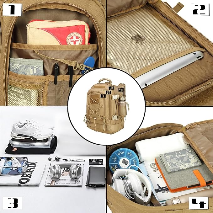 Expandable 40-64L Military Tactical Backpack 3 Day Bag Hiking Gym Sport Camping