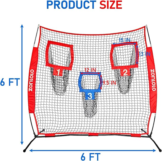 6x6ft Football Training Net, Football Throwing Net with 3 Target Pockets, Portable QB Throwing Practice Equipment with Small Carry Bag,Most Suitable for Kids