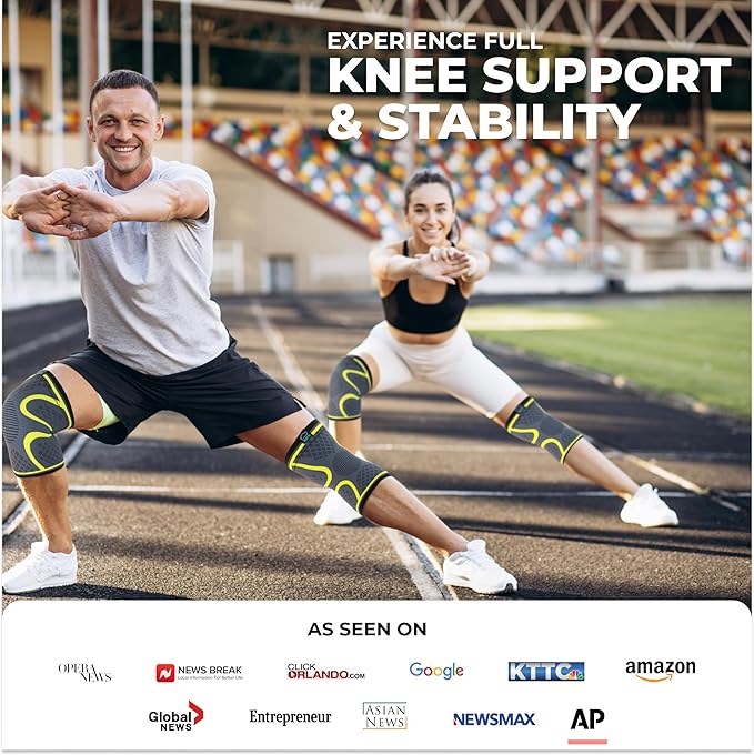 Modvel 2 Pack Knee Brace for Women & Men - Workout Knees Compression Sleeve for Knee Pain Relief Joint Support for ACL, Arthritis, Meniscus Tear Knees Brace for Sports, Rodilleras para Gym Fitness