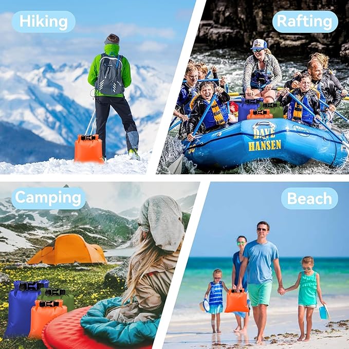 6PCS Dry Bags Waterproof, Lightweight Dry Bags for Kayaking Waterproof，Outdoor Waterproof Bag for Kayaking Hiking Boating Camping