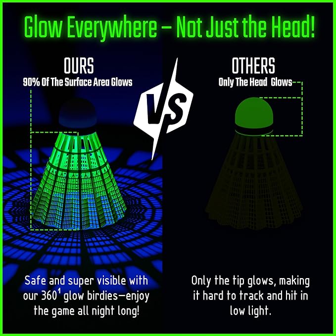 EAGLES LED Badminton Shuttlecocks - 5 or 11 Pack Lighting Birdies, Nylon Glow in The Dark Birdie Balls for Baseball Practice Plastic Light Up Birdies for Outdoor Indoor Sports