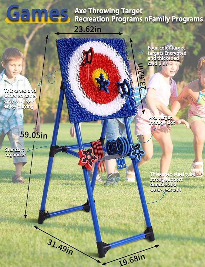 Axe Throwing Bristle Target with 8 Throwing Axes Set,Axe Throwing Game for Indoor & Outdoor,Yard Games,Carnival Games