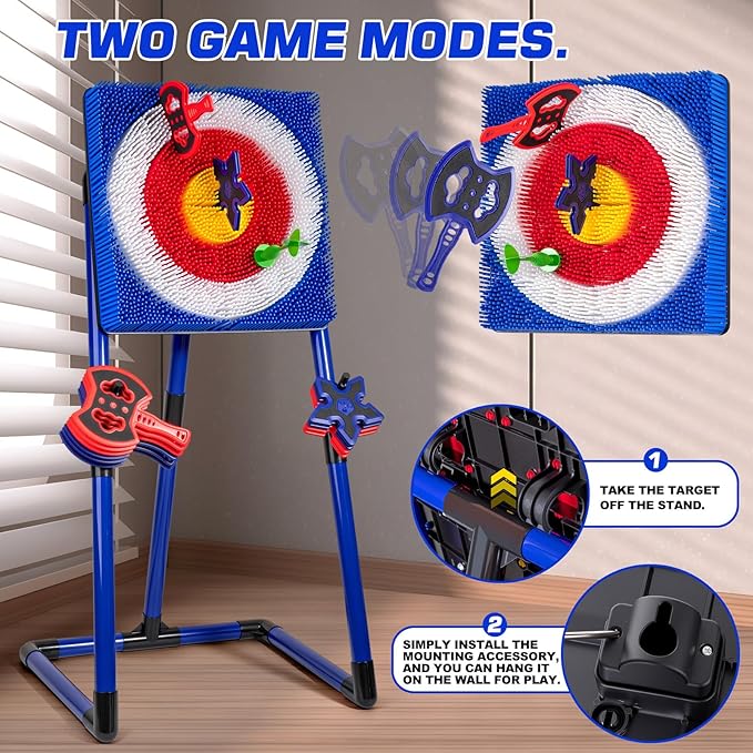 Axe Throwing Target Game for Backyard with 8 Throwing Axes Set,Indoor &Outdoor Activities for Kids,Hunting Games for Family, Birthday Gift for Boys Girl, Carnival Games