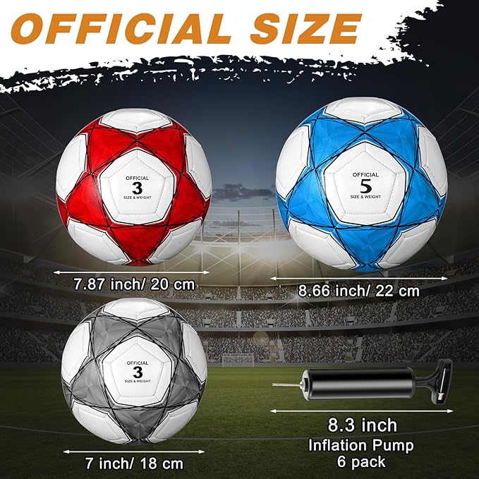 6 Pcs Operation Christmas Soccer Ball Bulk with Pump Needles, Official Deflated Soccer Ball Gift for Youth Adult Game Training Practice Christian Charity Donation Supplies