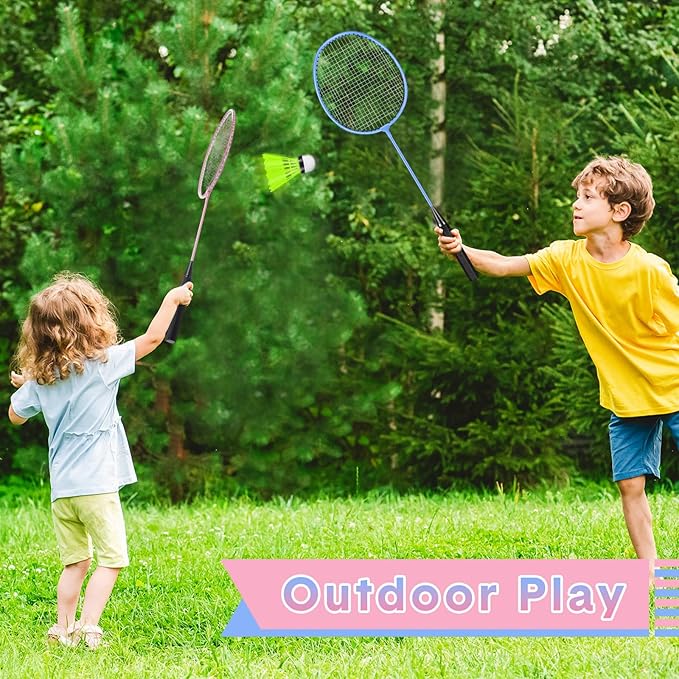 12 Pack Badminton Rackets Set Including Rackets, Nylon Shuttlecocks and Carry Bag for Outdoor Backyard Games Beginners