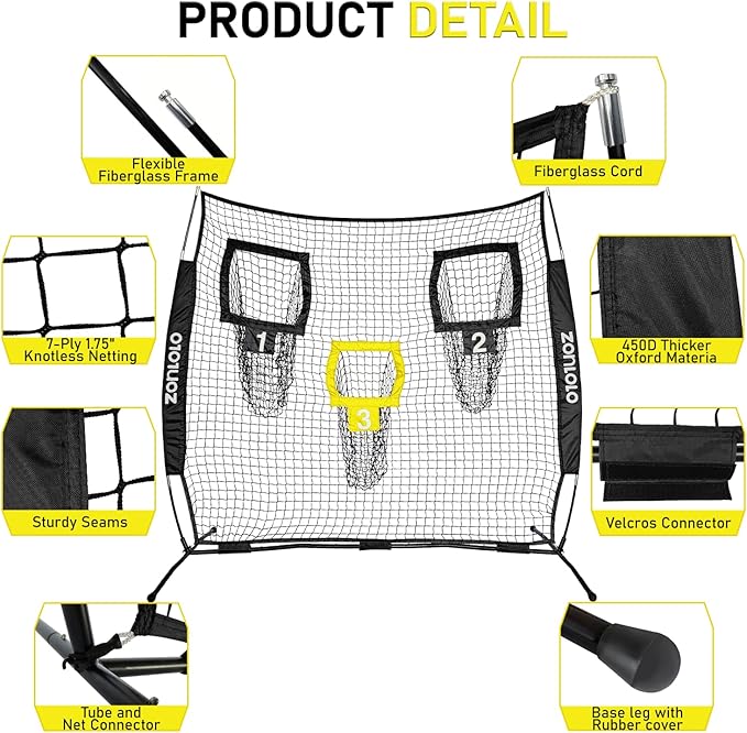 6x6ft Football Training Net, Football Throwing Net with 3 Target Pockets, Portable QB Throwing Practice Equipment with Small Carry Bag,Most Suitable for Kids