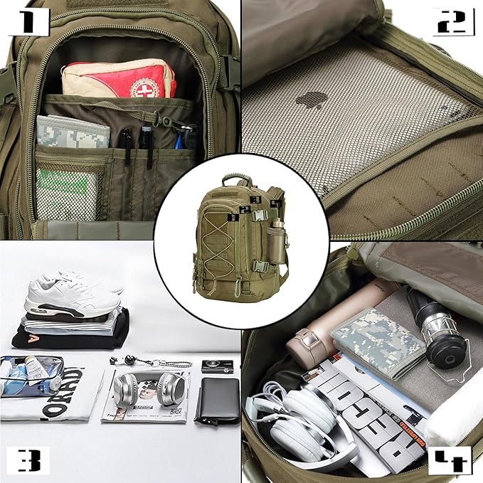Expandable 40-64L Military Tactical Backpack 3 Day Bag Hiking Gym Sport Camping