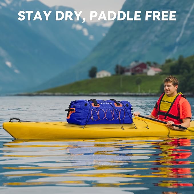 HEETA Waterproof Duffel Bag Motorcycle Dry Bag Backpack, 60L/80L Extra Large Rolltop Travel Duffle Bags with Straps & Handles for Kayaking Rafting Boating Canoeing Camping Gym Beach Cruise Ship