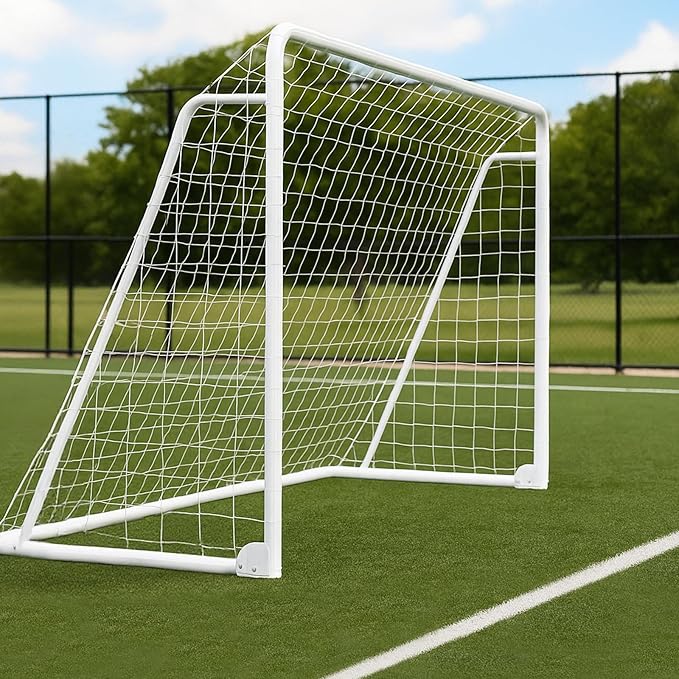 MOPHOTO 6x4/8x6/10x6.5/12x6/16x7ft Soccer Goals for Backyard, Foldable Steel Soccer Goal with 6 Cones, Weatherproof Soccer Goal for Teens/Adults Practice Training