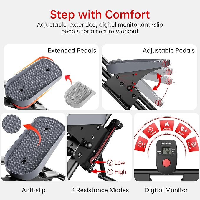 Stair Stepper Machine for Home with Device Holder & Silicone Floor Mat, Extra-Long Non-Slip Pedals Vertical Climber Exercise Machine