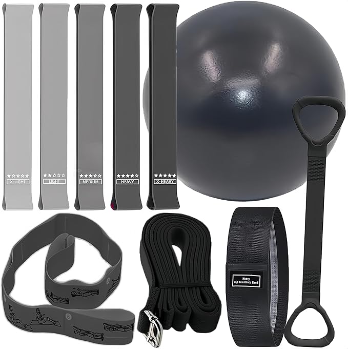 Pilates Set – Home Pilates Equipment for Women Kit with Magic Circle Pilates Ring and Ball Set, Resistance Bands & Massage Balls & Exercise Bands for Toning，Flexibility & Core Strength