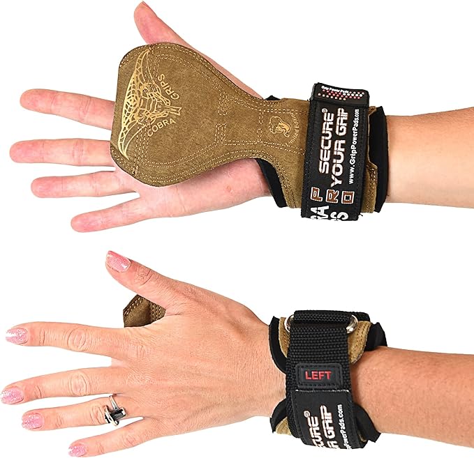 Cobra Grips FIT Leather Weight Lifting Gloves Heavy Duty Straps, Alternative to Power Lifting Hooks, Power Lifting For Deadlifts With Built in Adjustable Neoprene