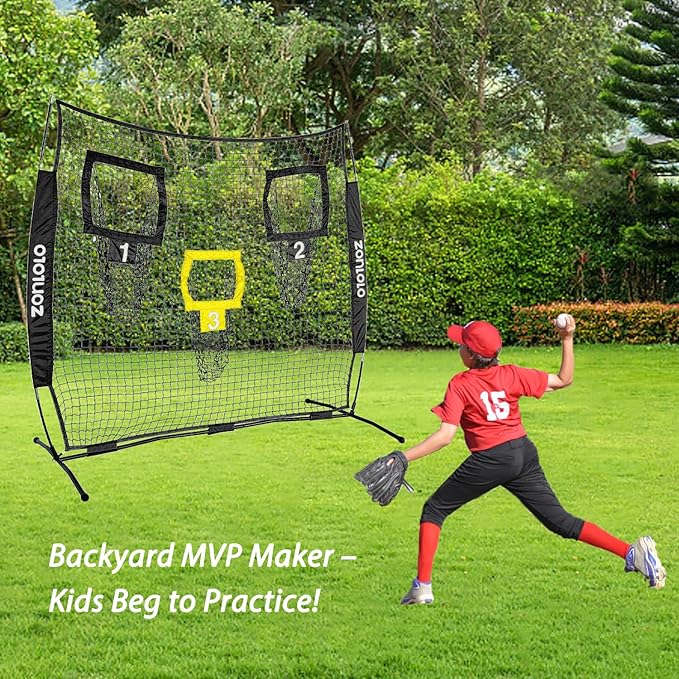 6x6ft Football Training Net, Football Throwing Net with 3 Target Pockets, Portable QB Throwing Practice Equipment with Small Carry Bag,Most Suitable for Kids