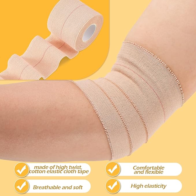 Nuanchu 2 Rolls Adhesive Elastic Tape Bandage Tape Wrap Flexible Stretch Bandages for Sports Ankle, Knee and Wrist Sprains(Beige,2 Inch Wide)