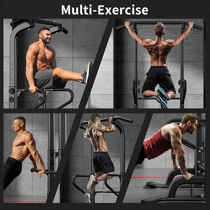 SogesHome Power Tower 11 Height Adjustable Pull Up Bar and Dip Station Multi-Function Strength Training Fitness Equipment for Home Office Gym