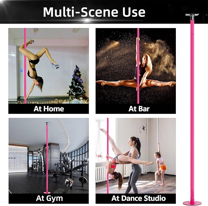 PRIOR FITNESS Permanent Fixed Dance Pole Kit, Professional 45mm Spinning & Static Dancing Pole Heavy-Duty Steel Pole Dance for Home, Adjustable Height Excellent for Home Exercise Studio Club Gym