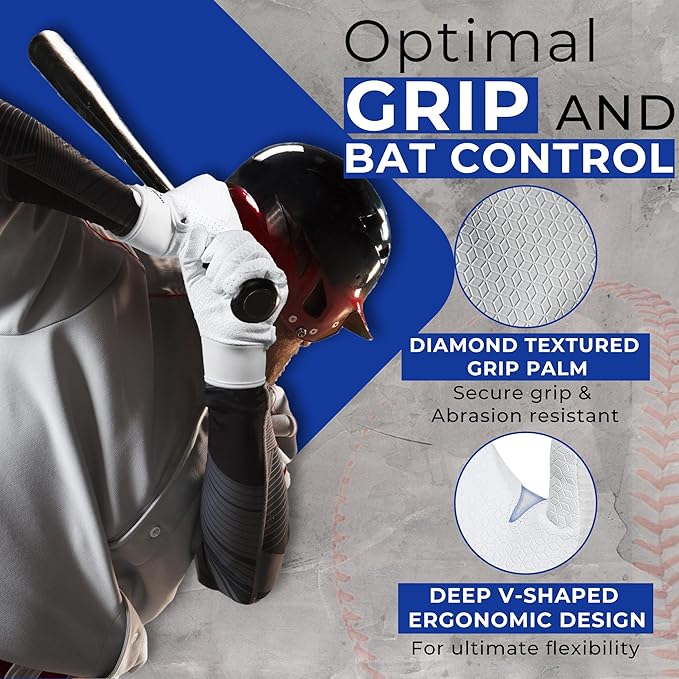 HANDLANDY Baseball Batting Gloves for Adult Youth, Grip Breathable Softball Batting Gloves Fit Men Kids Boys Girls