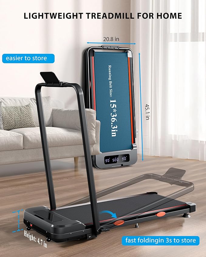 340lb Capacity Walking Pad Treadmill with 12% Incline, Big LED Display Under Desk Treadmill Support Full Manual/3-Preset Countdown/App Mode, Portable Treadmills for Small Spaces, Home
