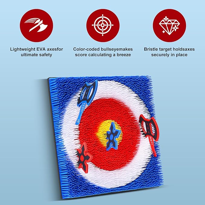 Axe Throwing Bristle Target with 8 Throwing Axes Set,Axe Throwing Game for Backyard, Indoor &Outdoor,Yard Games,Carnival Games