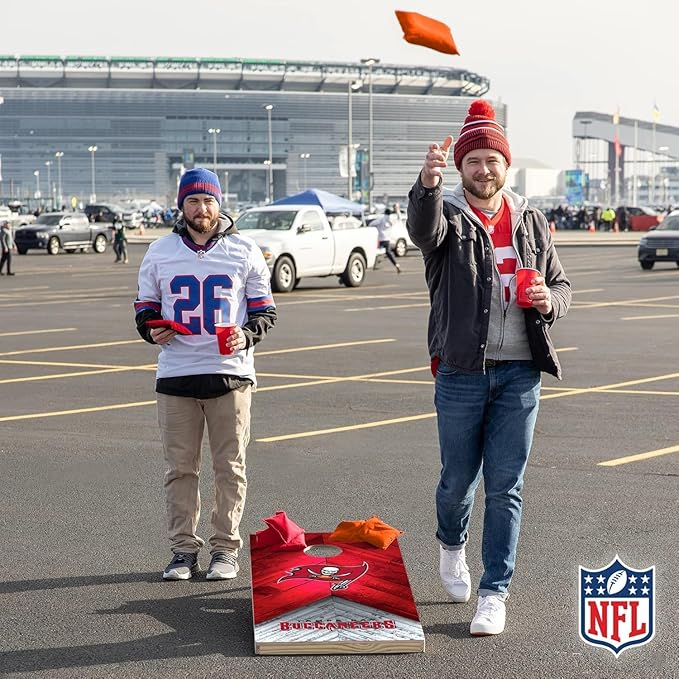 Wild Sports NFL Football 2' x 4' Regulation Size Solid Wood Cornhole Set with Direct Print HD Team Graphics Great Gift for Any Football Fan! Bean Bag Toss Family Outdoor Game