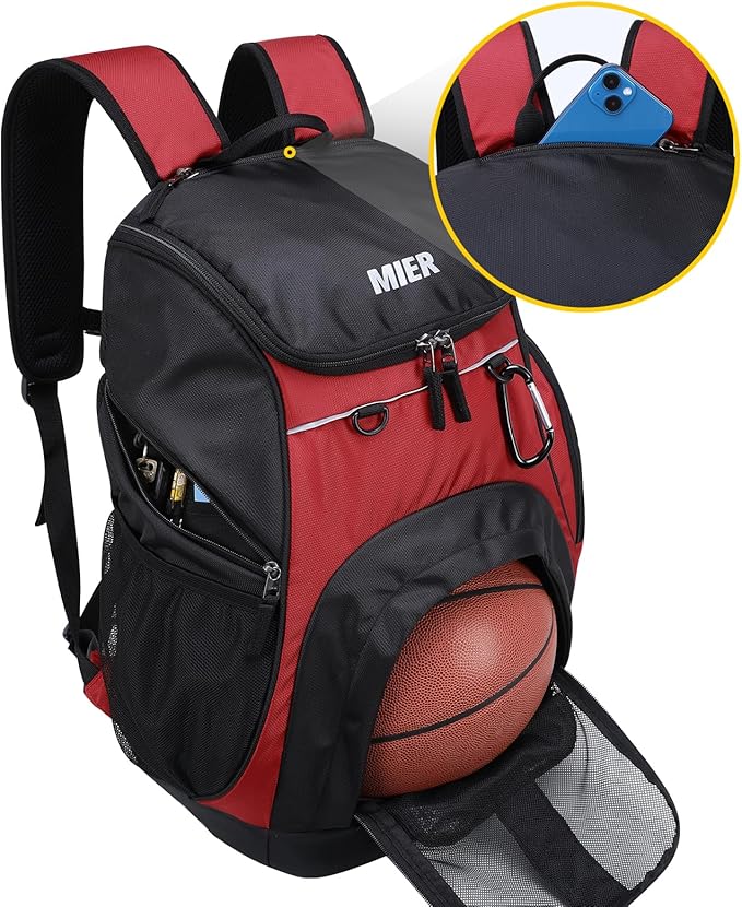 MIER Gym Backpack 40L Basketball Backpack with Ball Compartment & Shoes Storage Multi-Functional Sports Soccer Bag Large Equipment Back Pack Volleyball Backpacks for Men Women