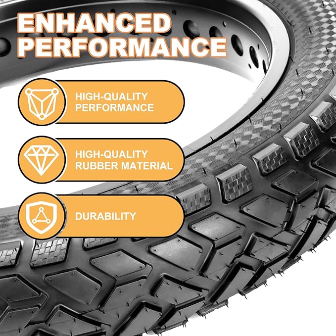 Hycline 20x4.0 E-Bike Fat Tire - Heavy Duty 20inch Electric Replacement Fat Tires, High-Performance Wear-Resistant Mountain Bicycle Tyre, All-Terrain Bike Tires for Street & Trail Riding