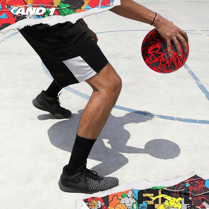 AND1 Fantom Graffiti Rubber Basketball - Streetball for Indoor and Outdoor Use, Deep Channel Construction and Durability