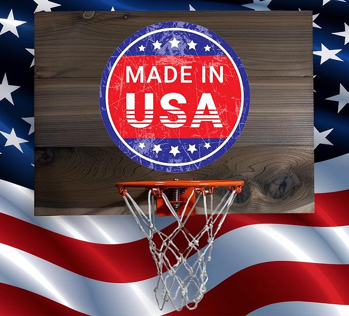 Elite Mini Basketball Hoop & Ball Set, Wall Mount, Indoor Made in The USA Cedar Backboard. Includes 9” Hoop, Net, Pump & 5 Mini Basketballs.