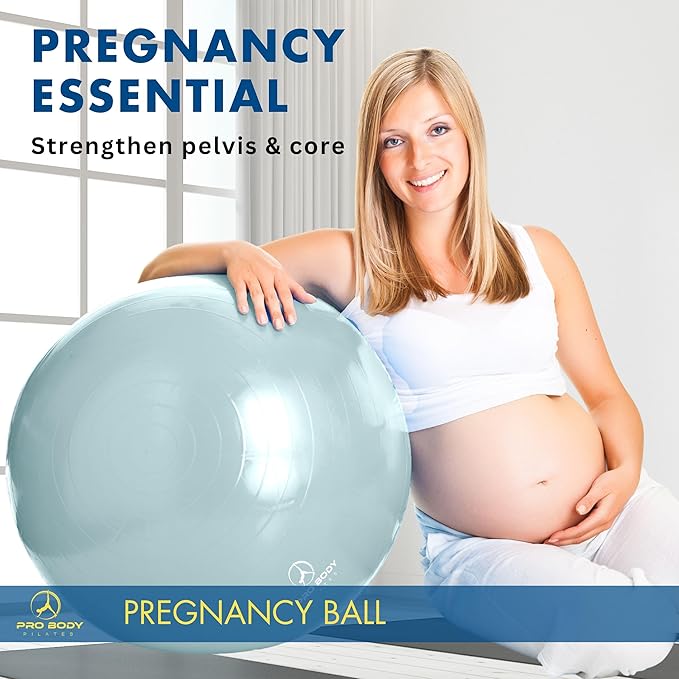 ProBody Pilates Pregnancy Ball - Yoga Ball for Pregnancy with Book, Prenatal, Labor & Postnatal Maternity Exercise
