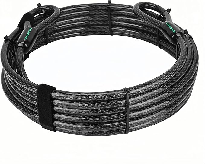 20 ft x 1/2" Heavy Duty Cut-Proof Security Cable | Flexible Vinyl-Coated Braided Steel with Looped Ends | Weatherproof Anti-Theft Locking Cable for Bikes, Gates, Kayaking & Outdoor Equipment
