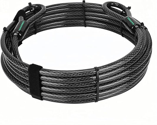 20 ft x 1/2" Heavy Duty Cut-Proof Security Cable | Flexible Vinyl-Coated Braided Steel with Looped Ends | Weatherproof Anti-Theft Locking Cable for Bikes, Gates, Kayaking & Outdoor Equipment