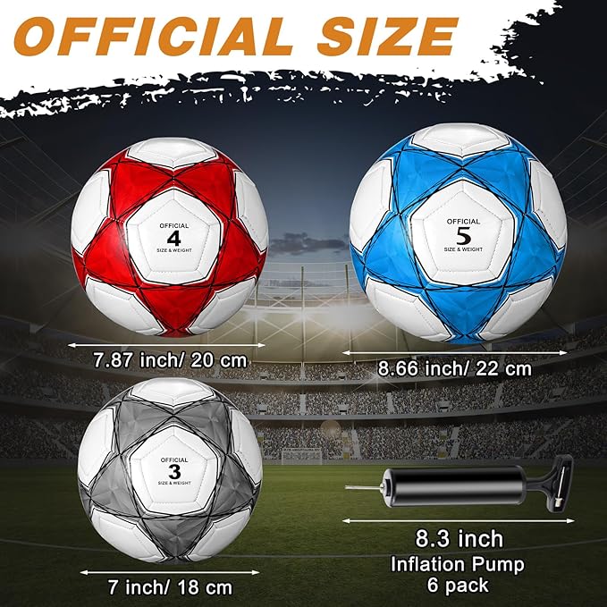 6 Pcs Operation Christmas Soccer Ball Bulk with Pump Needles, Official Deflated Soccer Ball Gift for Youth Adult Game Training Practice Christian Charity Donation Supplies