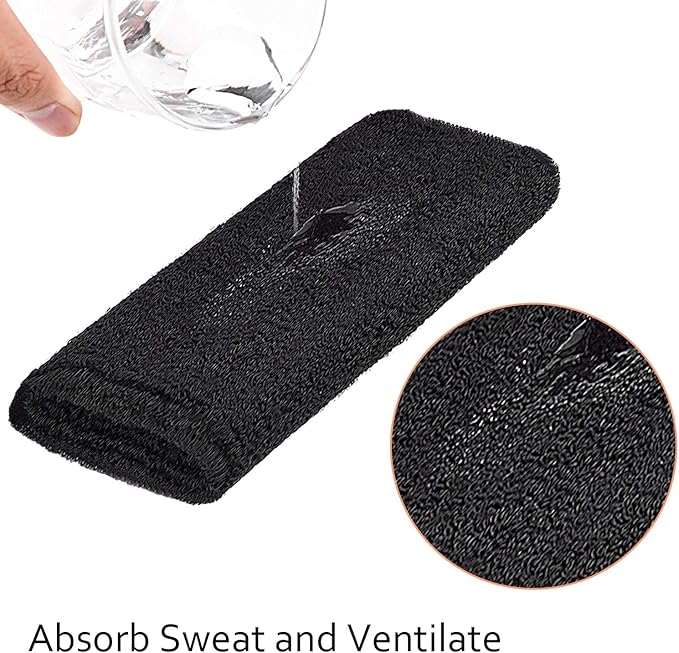 WILLBOND 6 Inch Wrist Sweat Bands for Men Women Tennis Elastic Athletic Long Sweatband Wrist Absorbent for Basketball Tennis Running Outdoor Activity