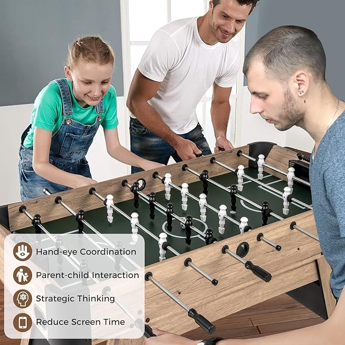 GYMAX Foosball Table, 54 Inch Full Size Soccer Table Game with 2 Balls, Foosball Table Adult Size for Home, Game Room, Office
