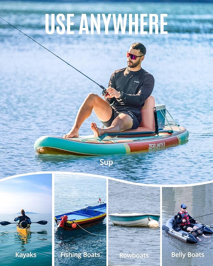 ZLX Paddle Board Seat with Back Support, Portable Kayak Seat, Air Pump Included, Universal Inflatable Seat for Adults, Foldable Ergonomic Design, Easy Fix for Outdoor Fishing/Kayaking/Camping