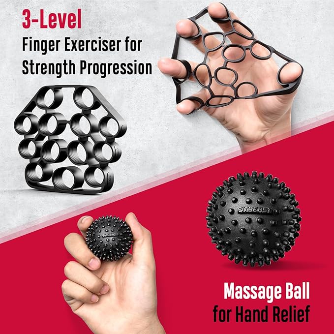 FitBeast Grip Strength Trainer, Hand Gripper Strengthener Kit - 6 Pack with Adjustable Resistance Forearm Strengthener, Forearm Exerciser and Massage Balls for Hand Therapy, Grip Training