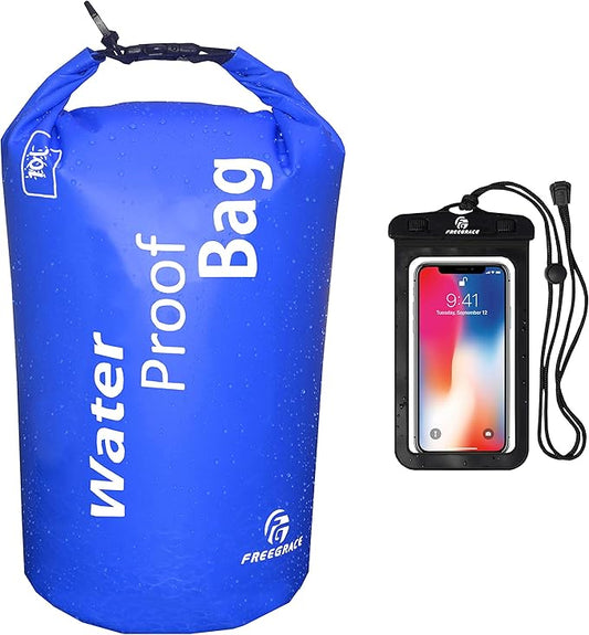 Freegrace Waterproof Dry Bag - Lightweight Dry Sack with Seals and Waterproof Case - Float on Water - Keeps Gear Dry for Kayaking, Beach, Rafting, Boating, Hiking, Camping and Fishing