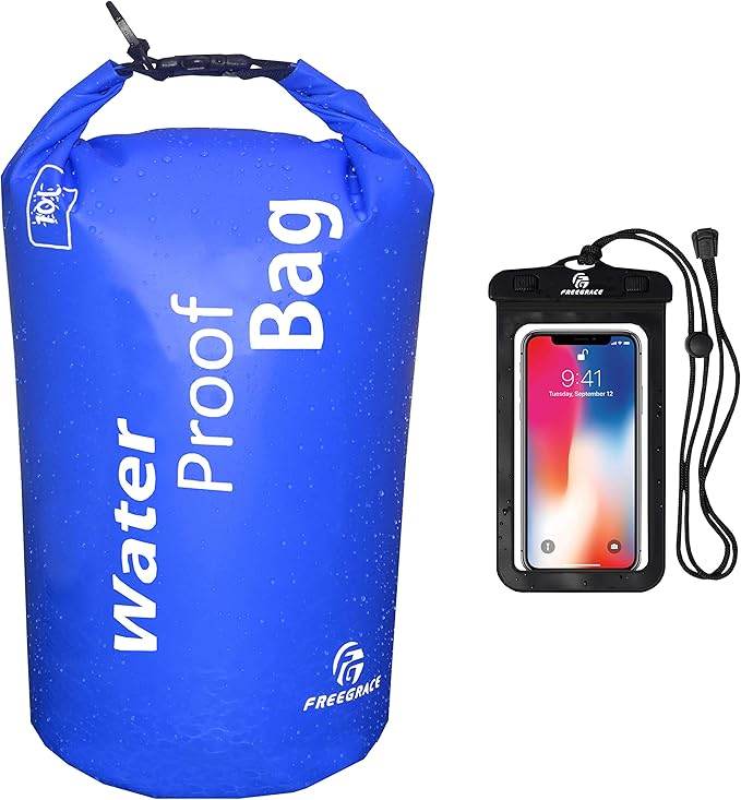 Freegrace Waterproof Dry Bag - Lightweight Dry Sack with Seals and Waterproof Case - Float on Water - Keeps Gear Dry for Kayaking, Beach, Rafting, Boating, Hiking, Camping and Fishing