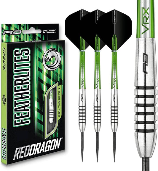 RED DRAGON Featherlite 10g, 12g, 14g, 15g, 16g, 17g, 18g or 19g Tungsten Darts Set with Flights and Stems