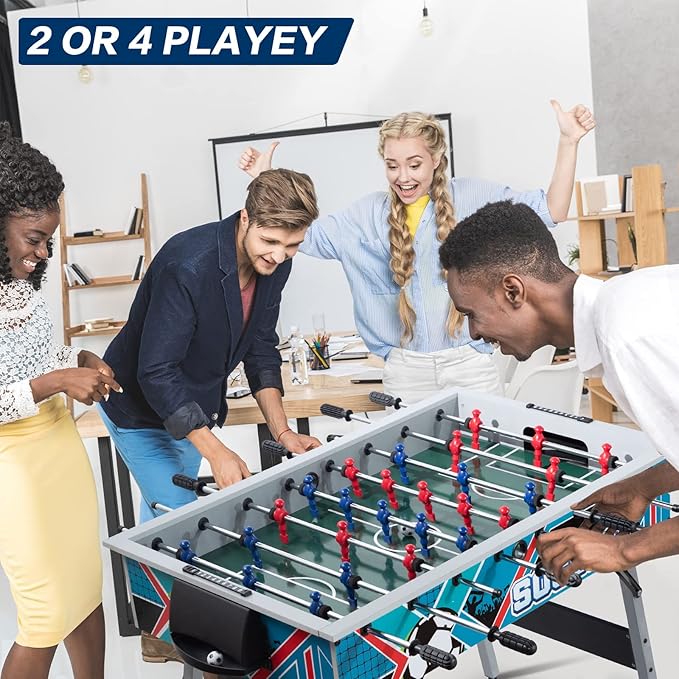 48in Foosball Table, Competition Sized Soccer Table w/ 2 Balls, 2 Cup Holders 2x4ft for Kids, Adults, Suit for 4 Players, Football Table for Home, Game Room, Arcade